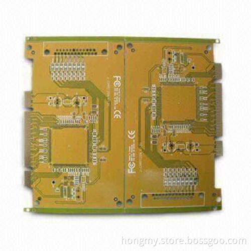 FR4 Gold Finger Double-sided PCB with Yellow Mask, UL, SGS and RoHS Certificates